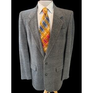 James Whitehead Men's Thick Flannel Wool Blazer Jacket Gray Plaid Sz 42XL VTG